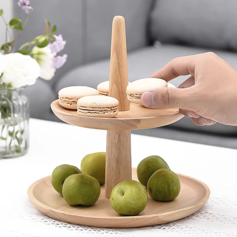 

Wood Cake Stand Holder Serving Tray Plant Dessert Cupcake Fruit Tiered Platter Decoration for Home Party Kitchen