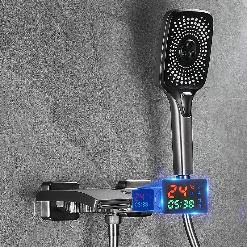 Латунный Смеситель для ванны с цифровым дисплеем смеситель душа Водопад