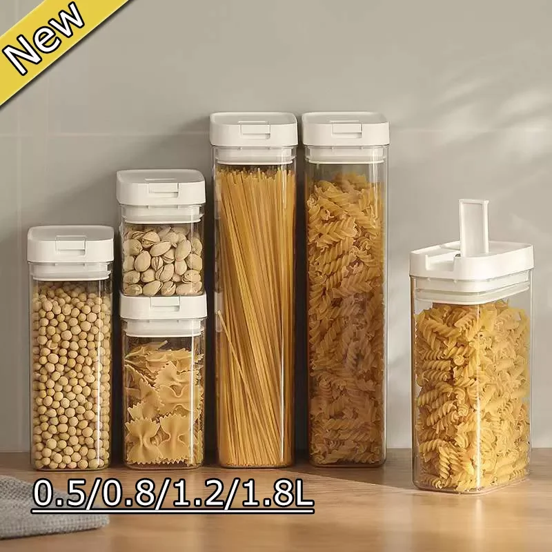 

NEW 0.5/0.8/1.2/1.8L Food Kitchen Storage Container Bottles Dispenser for Storing Pasta and Tea Coffee Sugar Kitchen Storage Box
