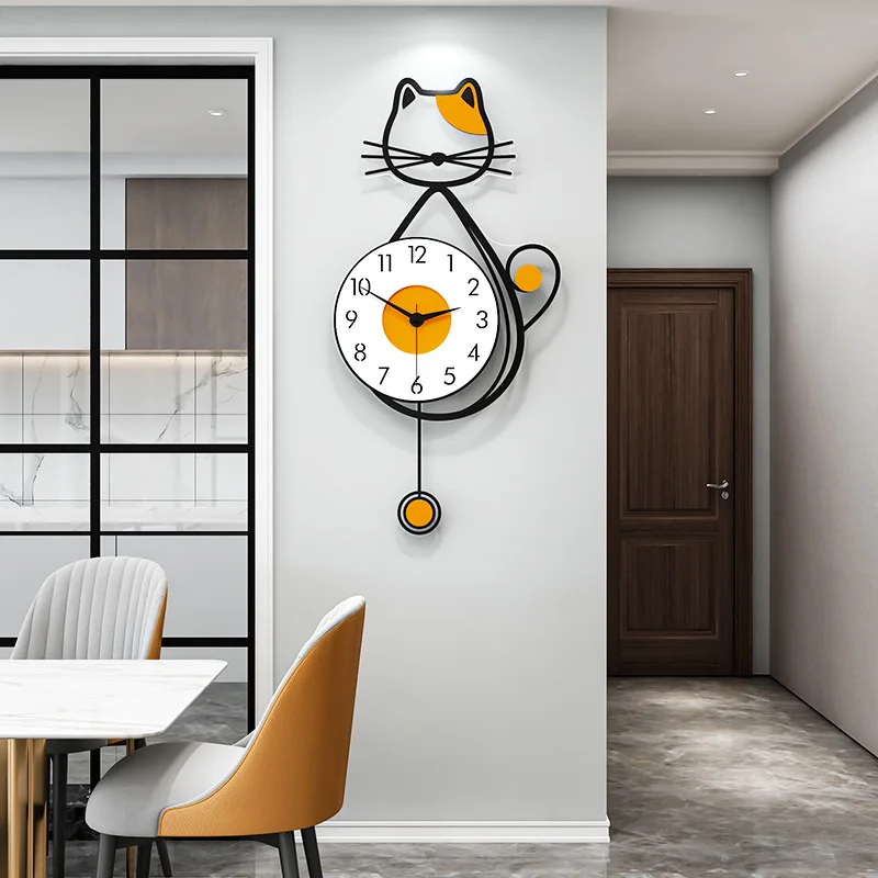 Настенные часы с изображением котенка простые скандинавские невероятно узкие