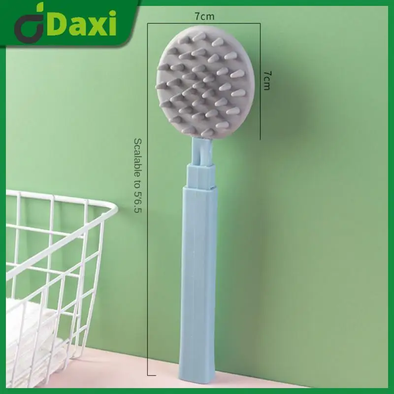 

Long Handle Body Brush Telescopic Handle Soft Hair Oval Shower Brush Fine Bristles Silicone Scrub Brush Scrubbing Brush Back