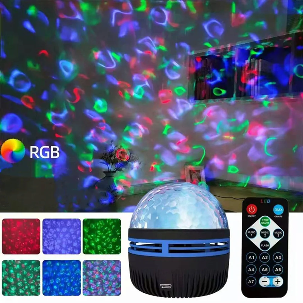 

USB Aurora Ocean Wave Projection Lamp Star Galaxy Projector Remote Control DJ Party Light Bedroom Night Light Atmosphere Lamp