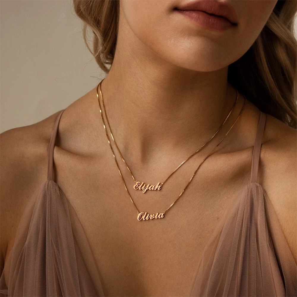 Double-Layer Women's Custom Necklace Personalized Name Stainless Steel Women's Necklace Holiday Travel Fashion Accessories