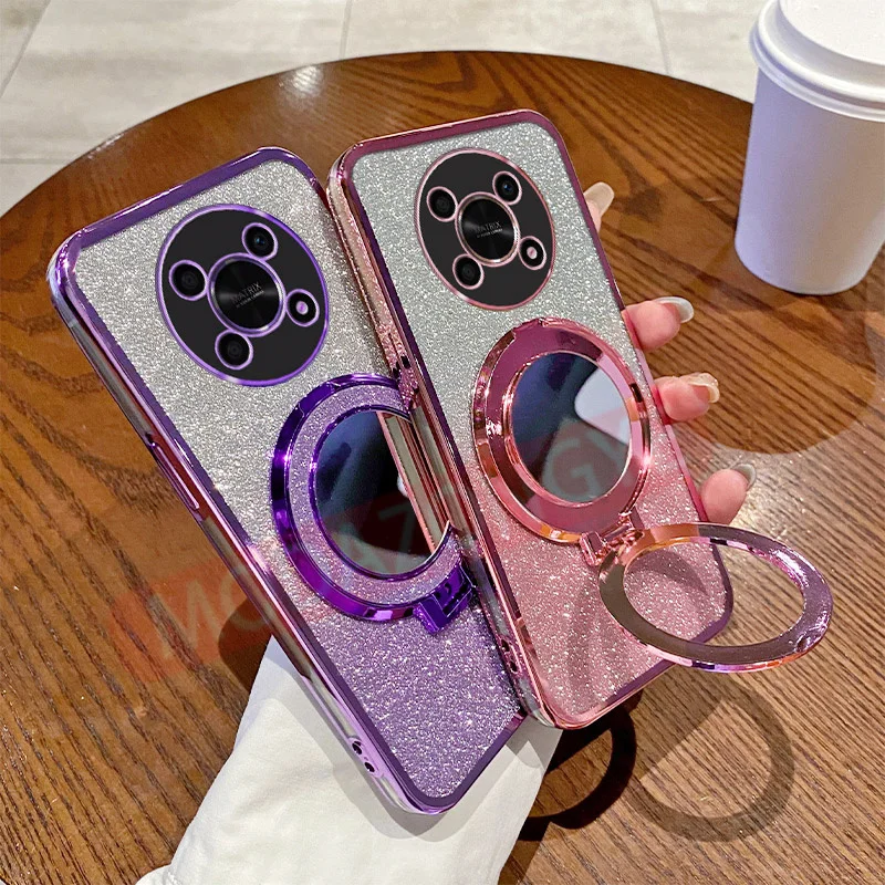 Для Honor X9 5G чехол мягкий силиконовый гальванический TPU для телефона с магнитным