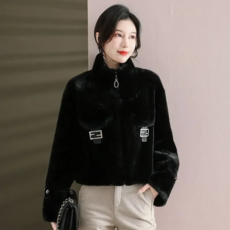 2025 зимняя новая женская шуба из искусственной норки с длинным рукавом на молнии