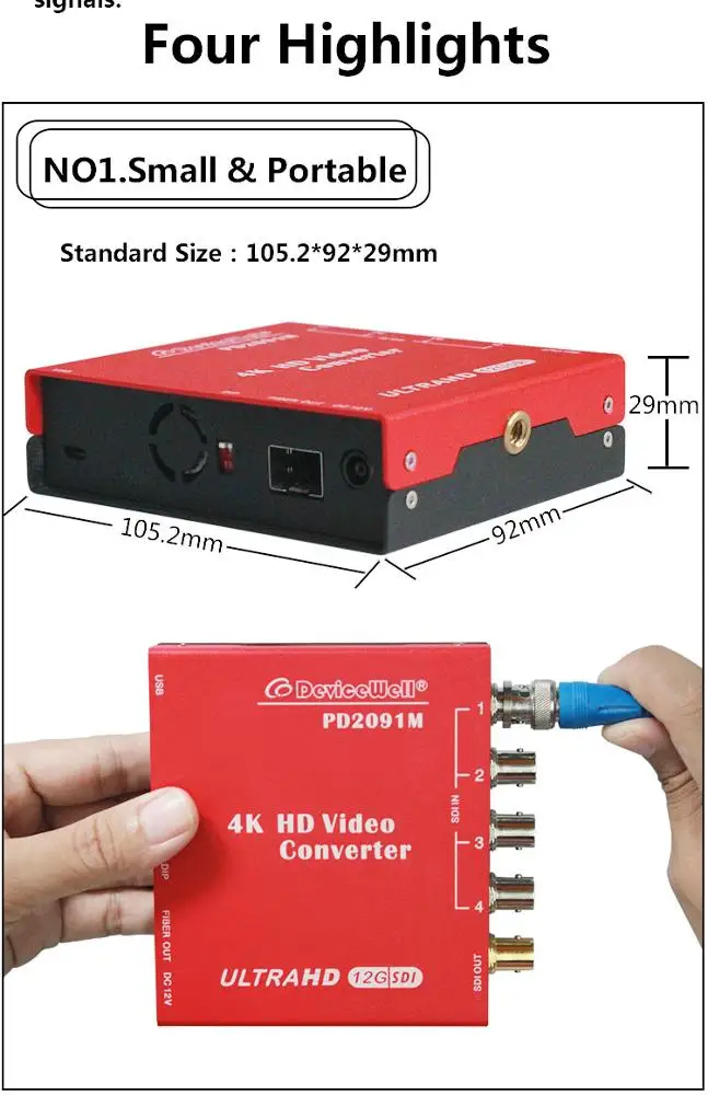 Конвертер 4K Quad Link SDI с 4 входами 1.5G3G SDI и 1 выходом 6G12G SDI + 1 оптический выход 6G12G (порт LC) - PD2091M (art.: 3920dae55ea3c) - 3920dae55ea3c
