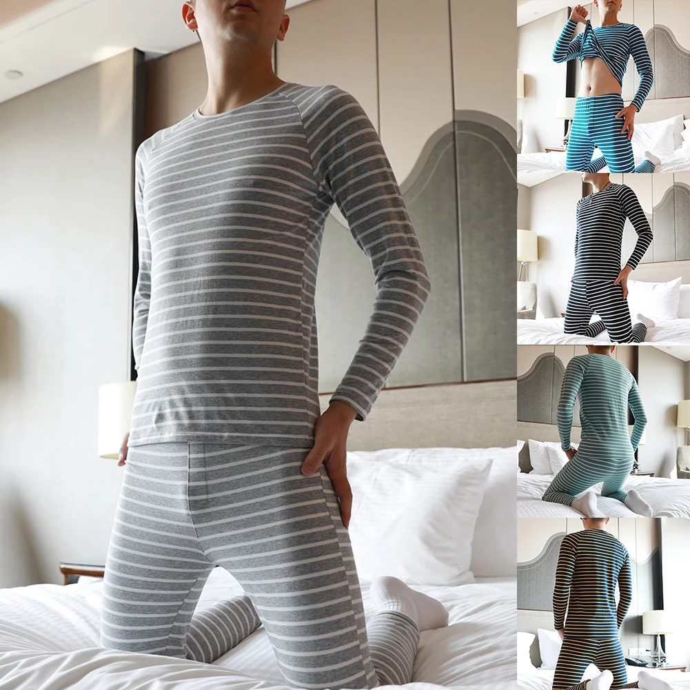 

1*Tops+1*Pants Mens Winter Thermal Underwear Set Long Johns Pants Warm Cotton Top Bottom Spring Sports Suits Lingerie Sleepwear