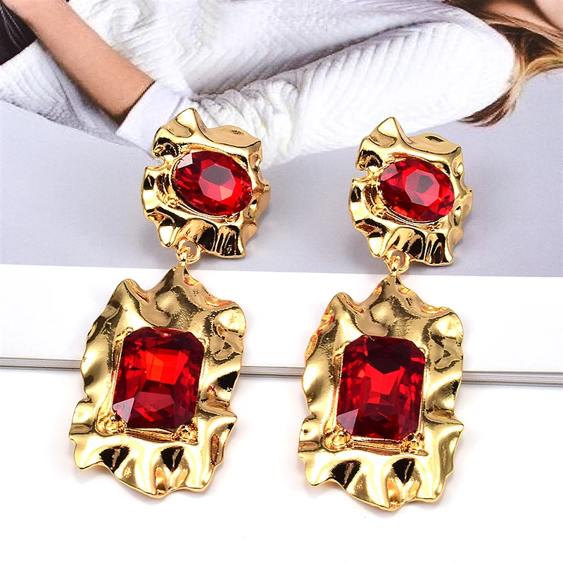 

New Arrival Colorful Glass Crystal Metal Drop Earrings High-Quality Classic Hot Jewelry Accessories For Women Wholesale