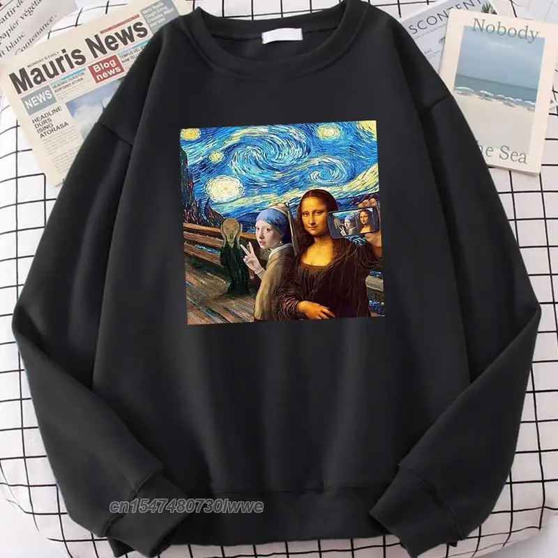 

Picture Of Me And Mona Lisa Print Hoodie Women Men Japan Anime Sweatshirt Streetwear Crewneck Pullover Hoody Unisex