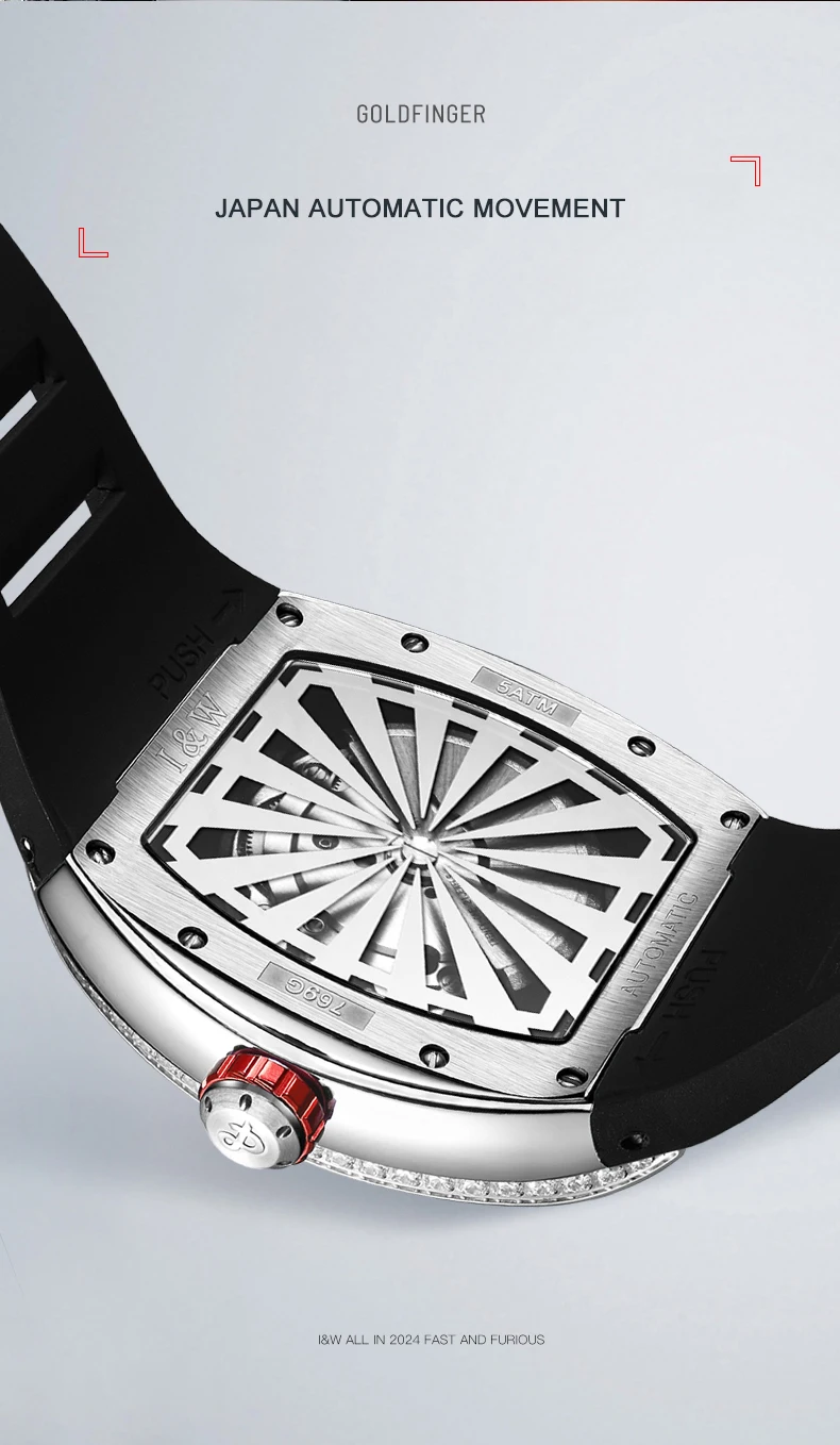 Мужские автоматические часы I &amp W 43 мм роскошные механические наручные