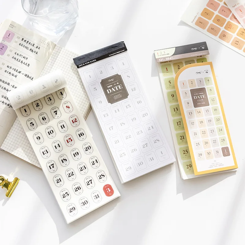 

365 Days 2023 Year Date Stickers Dairy Journal Agenda Planner Scrapbooking Label Calendar Sticker Kawaii Stationery