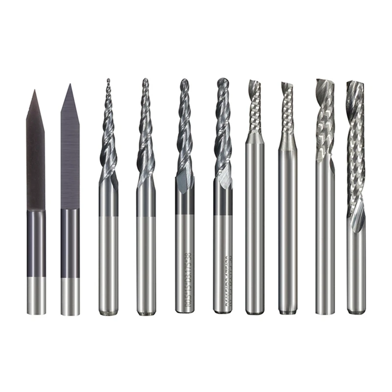 

10Pcs Milling Cutter 3.175Mm Shank For Carving Carbide End Mill