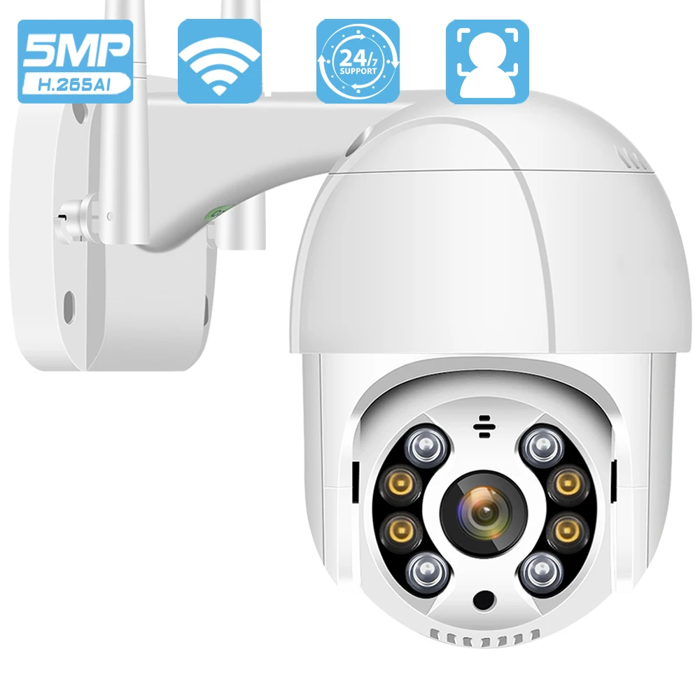 Caméra de surveillance extérieure PTZ IP Wifi hd 5MP/1080P, dispositif de sécurité sans fil, avec ia, détection humaine et Audio, Zoom numérique x4, P2P RTSP