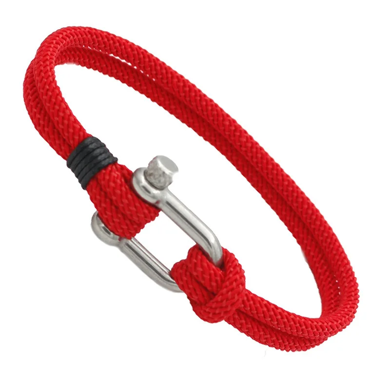 MKENDN мужской черный браслет из нержавеющей стали U-образной формы для выживания на