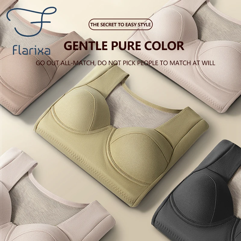 Flarixa Seamless Women's Thermal Underwear Double-sided Fleece Slimming Thermos Warm Lingerie White Bra Winter Clothes Women