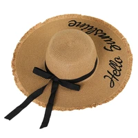 women big brim straw hat personality embroidery outdoor beach hat butterfly hat accessories
