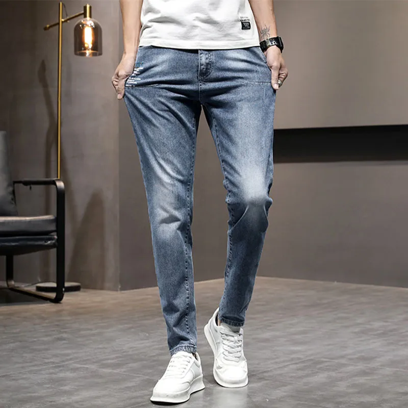 22ss Fashion Casual Jeans Straight Leg Stretch Mens Jeans Baggy Jeans Blue Jeans Long Pants Casual Pants