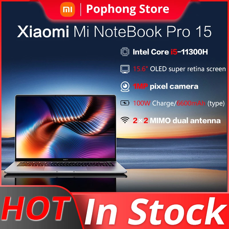 Xiaomi Mi NoteBook Pro 15 Laptop 15.6 Inch OLED Intel Core i5-11300H 16GB DDR4 512GB PCIe GeForce MX450 Windows 10 Pro English