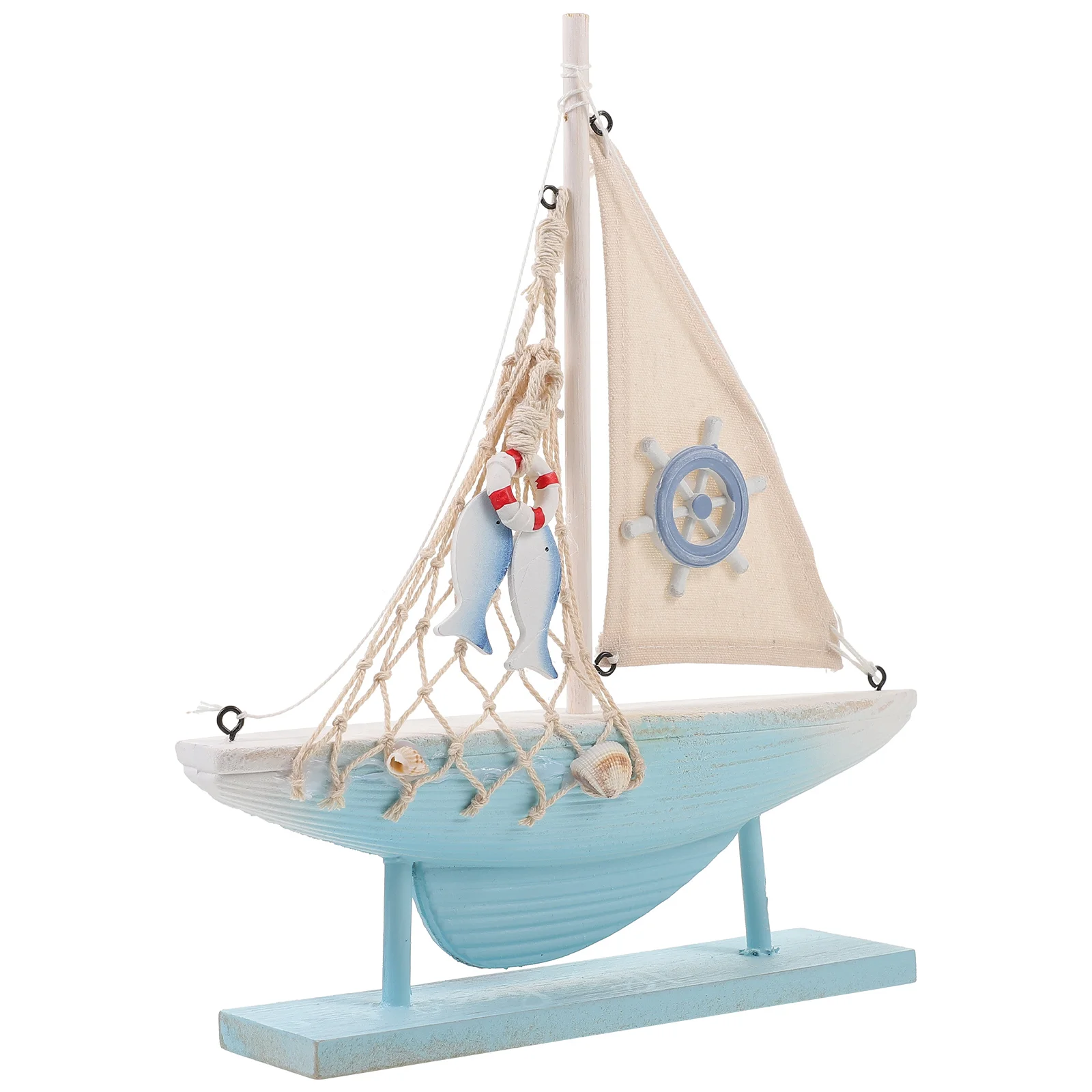 

Decor Sailboat Ornament Decorate Sailing Ship Adornment Wood Modern Sculptures Model Office