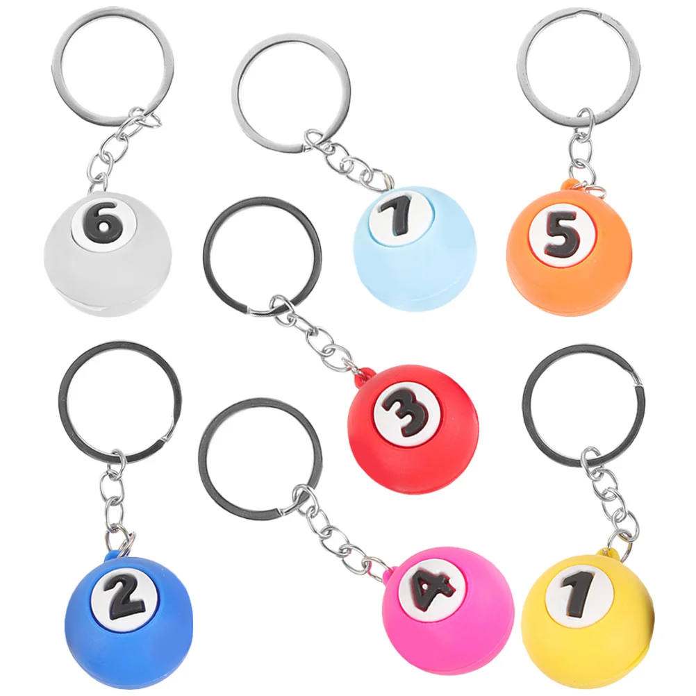 

7 Pcs Billiards Keychain Hanging Decors Match Keychains Small Gifts Ring Pool Pp Metal Child