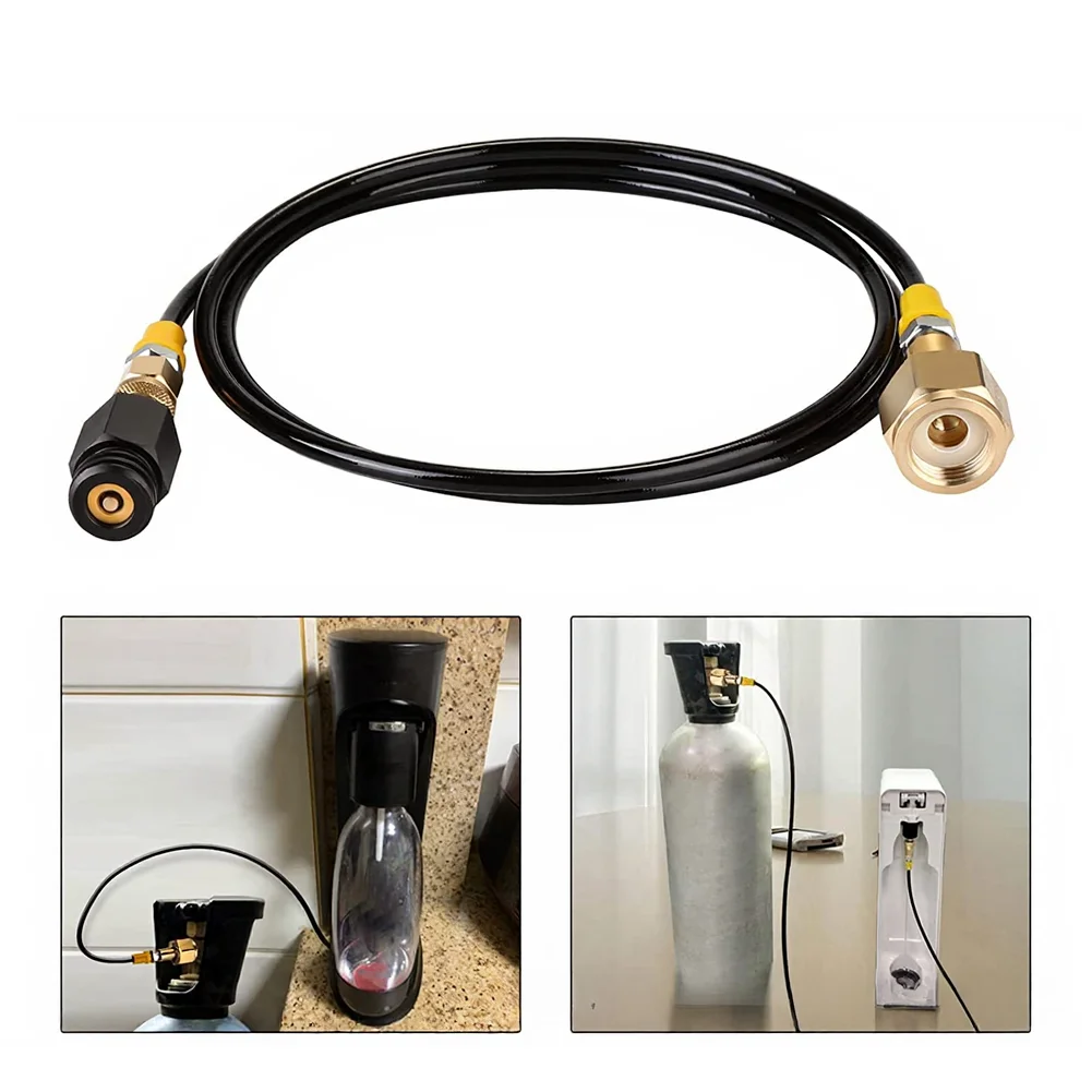 Фото Шланг для газированной воды W21.8-14 RPM TR21-4, 1.5м (60 дюймов), черный, тонкий, с фильтрующей сеткой, пластиковый, латунная фурнитура №4