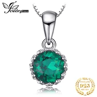 jewelrypalace round simulated nano emerald 925 sterling silver pendant necklace for women fashion gemstone jewelry without chain