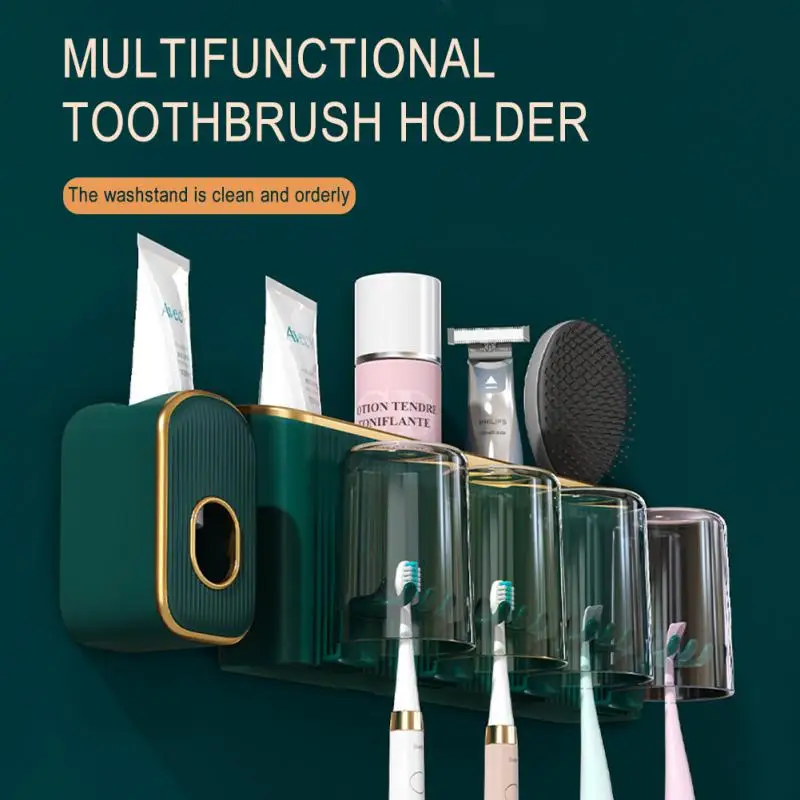 

Toothbrush holder wall set toothbrush cup mouthwash cup toothpaste squeezer tooth cup household washing table shelf