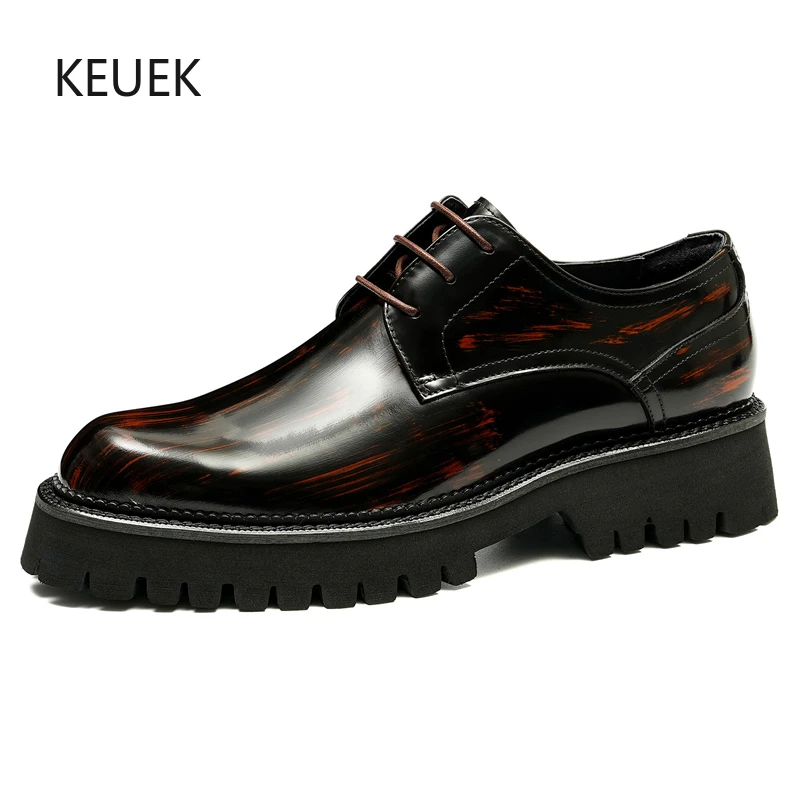 

Деловые кожаные туфли для мужчин, Рабочая обувь из натуральной кожи, на толстой подошве, ручная работа, Искусственные Свадебные туфли дерби, 5C