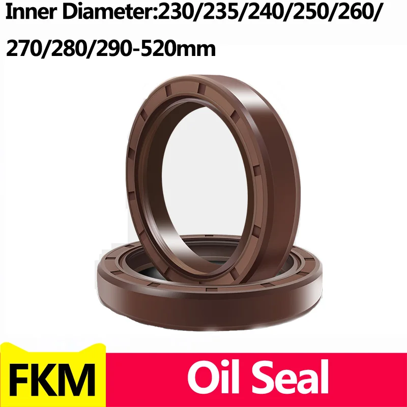 

Brown FKM Framework Oil Seal TC Fluoro Rubber Gasket Rings Cover Double Lip with Spring for Bearing Shaft,ID*OD*THK 230-520MM