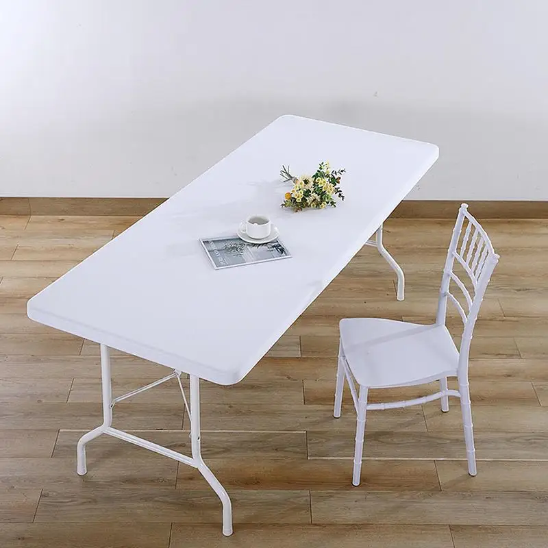 

Rectangle Elastic Edged Table Cover for 4ft 6ft Fitted Stretch Cocktail Table Cloth Tablecloth of for Wedding Banquet