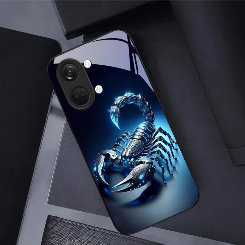 Фото Чехол для телефона Neon Tech Scorpion из черного стекла для OnePlus Nord CE 2T 2 3 Lite N20 N30 6T 7 7T 8 8T 9 10 Pro 11R 12R 13R. №5