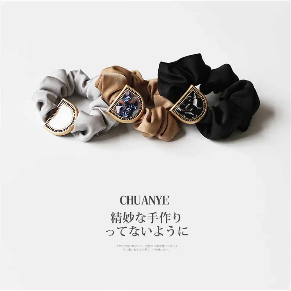 Винтажная однотонная резинка для волос с английской надписью D плиссированные