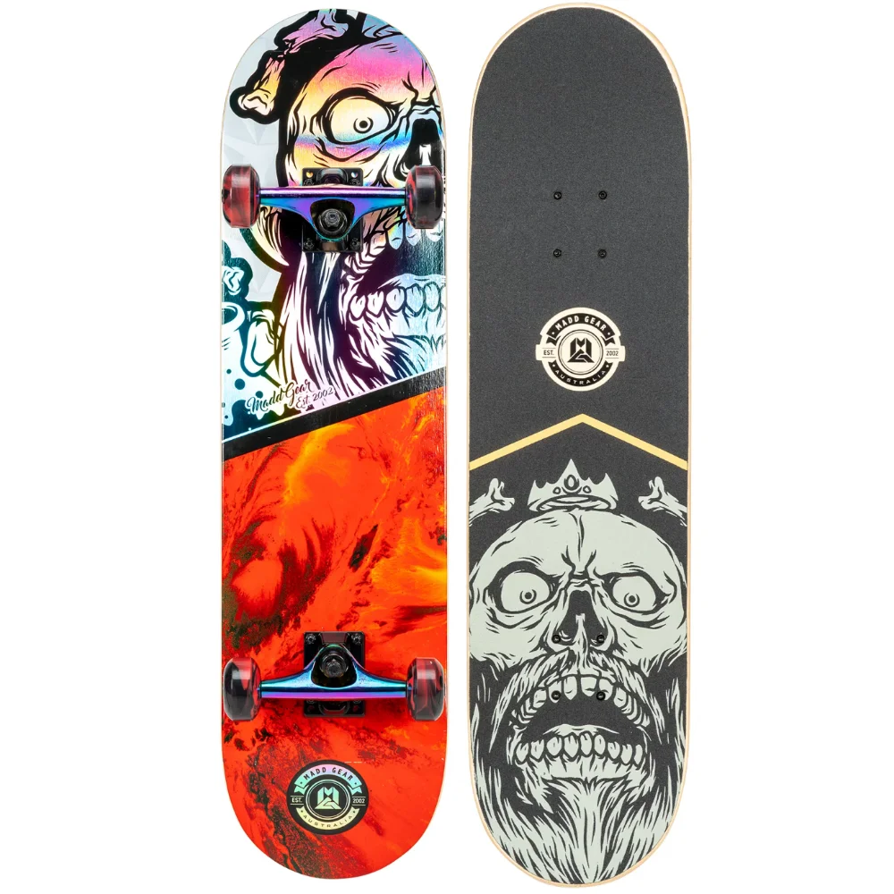 

OUZEY Skateboard 31 x 8 Inch Grind Complete Canadian Maple Deck Pro Aluminum Oil Slick Trucks