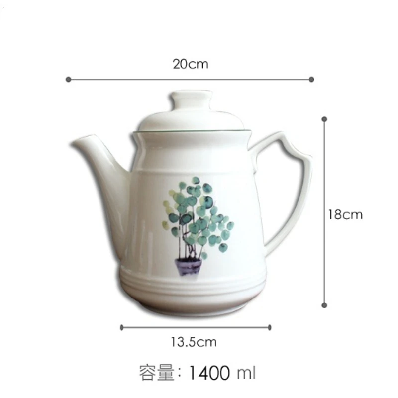 

Ceramic Coffee Tea Set Kettle Cup Nordic White Green Plants Tray Water Ware Bar Decoration Household Kitchen Supplies Drinkware
