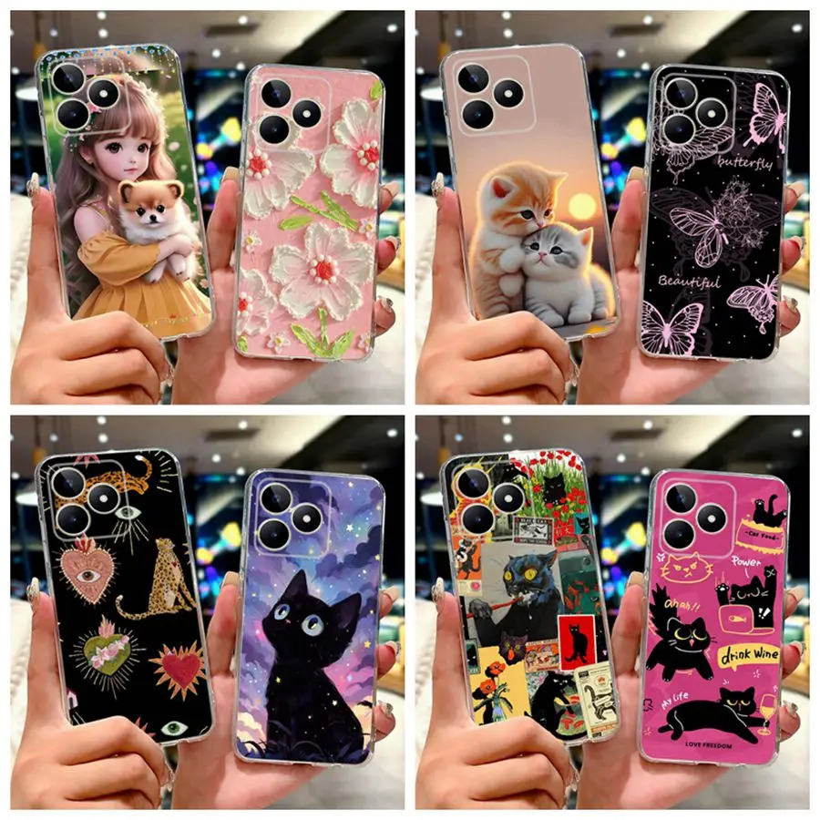 Фото Для Realme Note 50 Coque противоударный бампер стильный узор чехол для телефона RealmeC51 C53 C 51 S Note50 силиконовая задняя крышка 6,74 дюйма №1