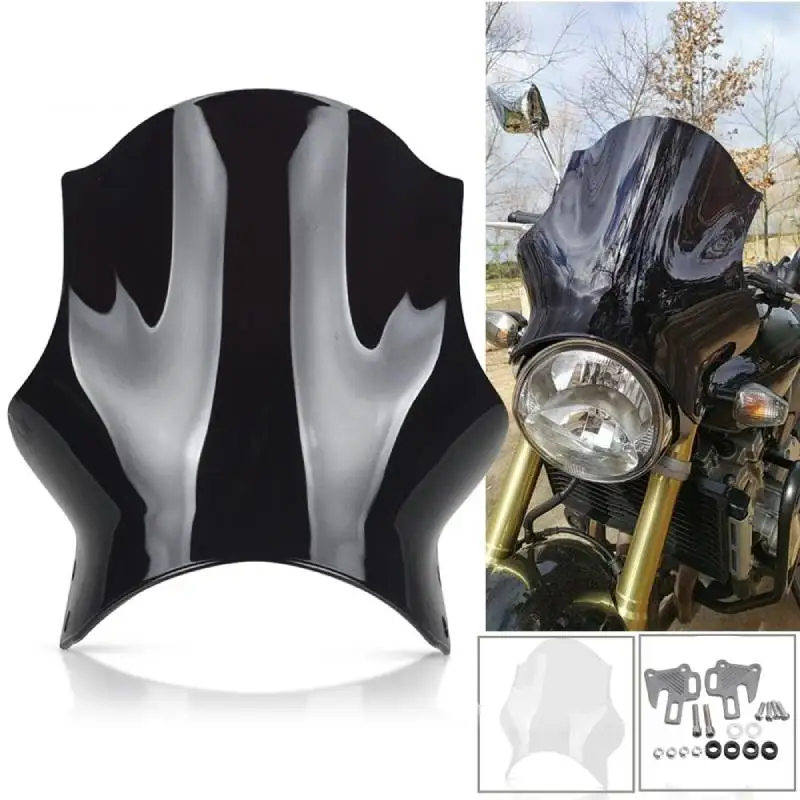 Universal Motorcycle Round Headlight Windshield WindScreen For ZRX1100 Honda CB400 CB600 CB750 CB900 CB919 CB250 Suzuki Bandit