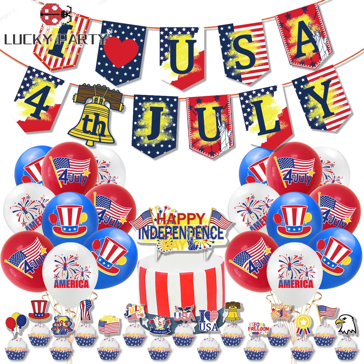 

Орнамент ко Дню независимости 4 июля патриотический шар 4 июля баннер тематический Декор Украшение вечерние американский День образования