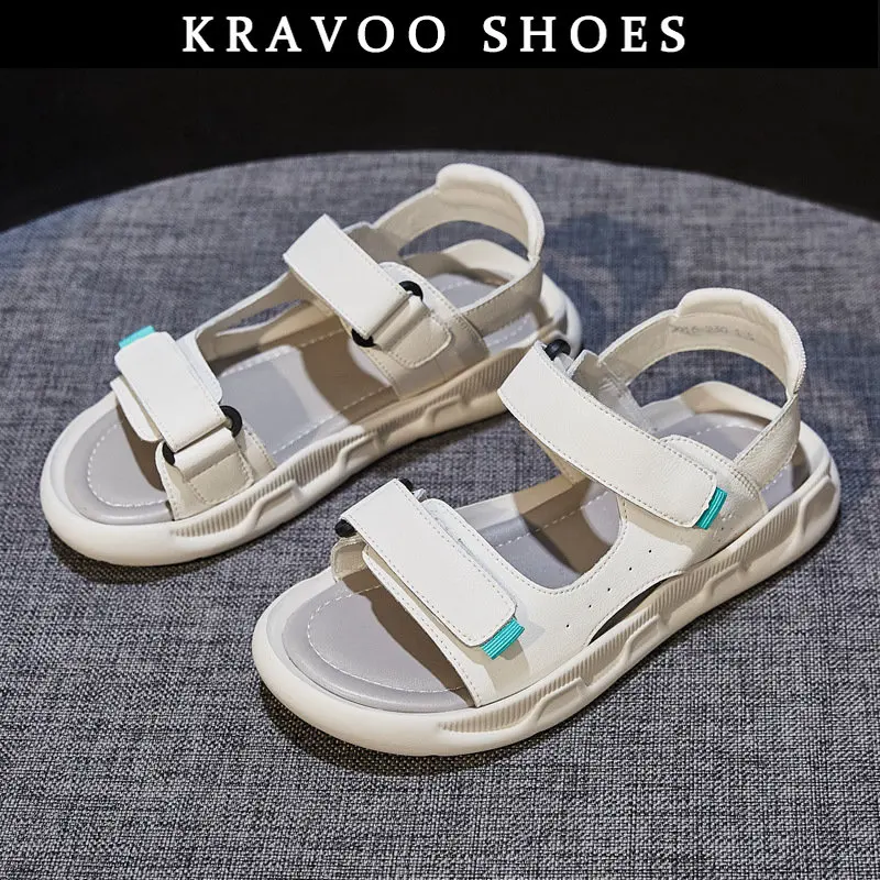 

KRAVOO Shoes for Women Hook and Loop Sandals Women's Soft Sole Lightweight Ladies Slippers Flat Women's Sandal Peep Toe 2023