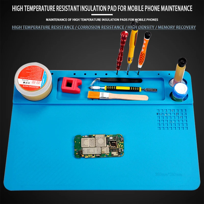 

380x260mm Repair Pad Heat-Resistant Insulation Soldering Mat Silicon Welding Soldering Platform for BGA Soldering Station Work