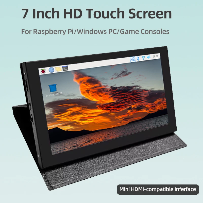 7 Inch IPS LCD Mini HDMI-compatible Universal Touch Screen for Raspberry Pi  Windows PC Display Game Console with Case Holder