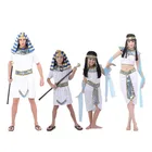 Детские белые костюмы для взрослых с египетским фараоном клеопатрой; Карнавальный костюм для девочек; Вечерние платья принцессы в египетском стиле для всей семьи