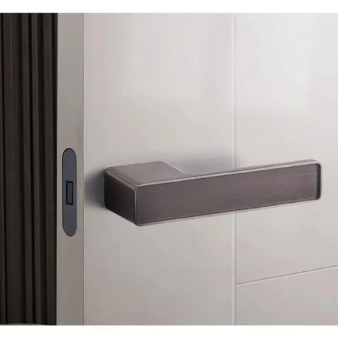 Минималистичный магнитный дверной замок с одной ручкой, черный/серый, бесшумный экологический дверной замок с ключом из цинкового сплава для спальни, домашнего офиса