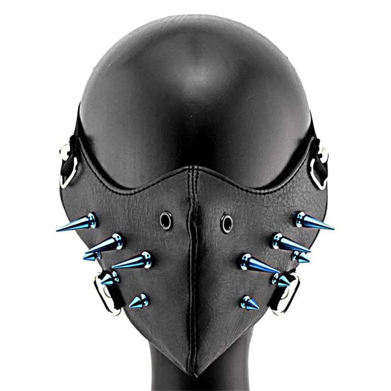 

Party Halloween Punk Devil Anime Mask Leather Rivets Metallic Cosplay Steampunk Rock Biker Mask Skull Half Face Cover Mask