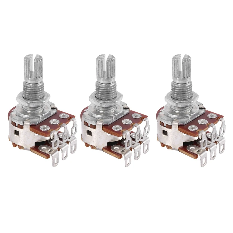 

3 Pcs Double Balance Stacked Knurled Stalk Guitar Bass Volume Tone Control Pots Potentiometer Switch MN25K