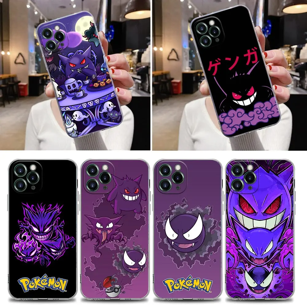 

Pokemon Transparent Phone Case For Apple iPhone 12 11 13 Pro Max mini XS X XR 7 8 Plus SE Case Cover Pocket Monster Gengar Anime