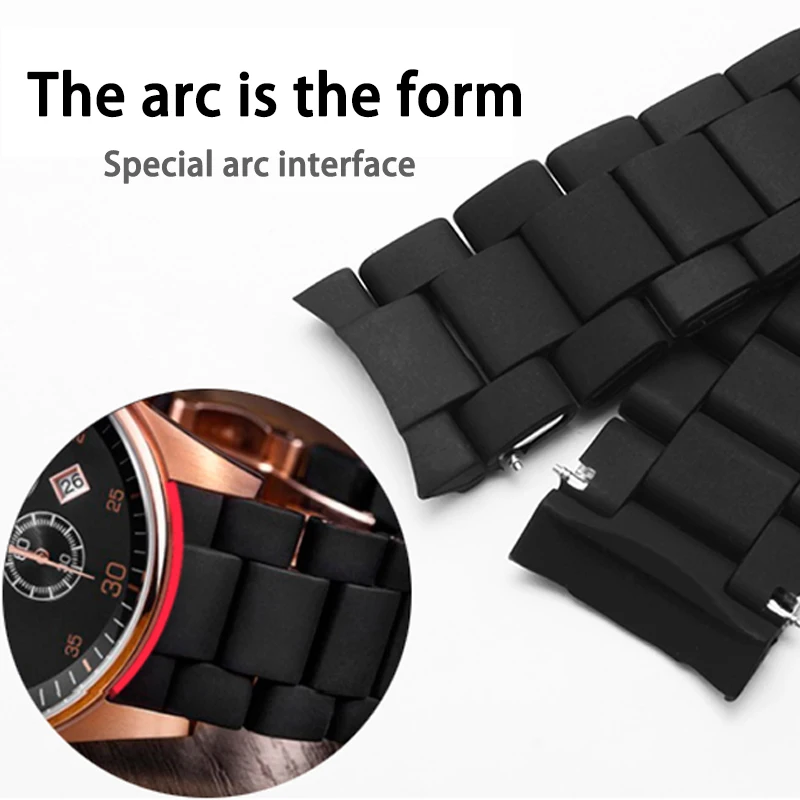 Replace Silicone Strap SWith AR5889 5890 5920 5919 Men's And Women's 20mm23mm Glue-Covered Steel Watch Band