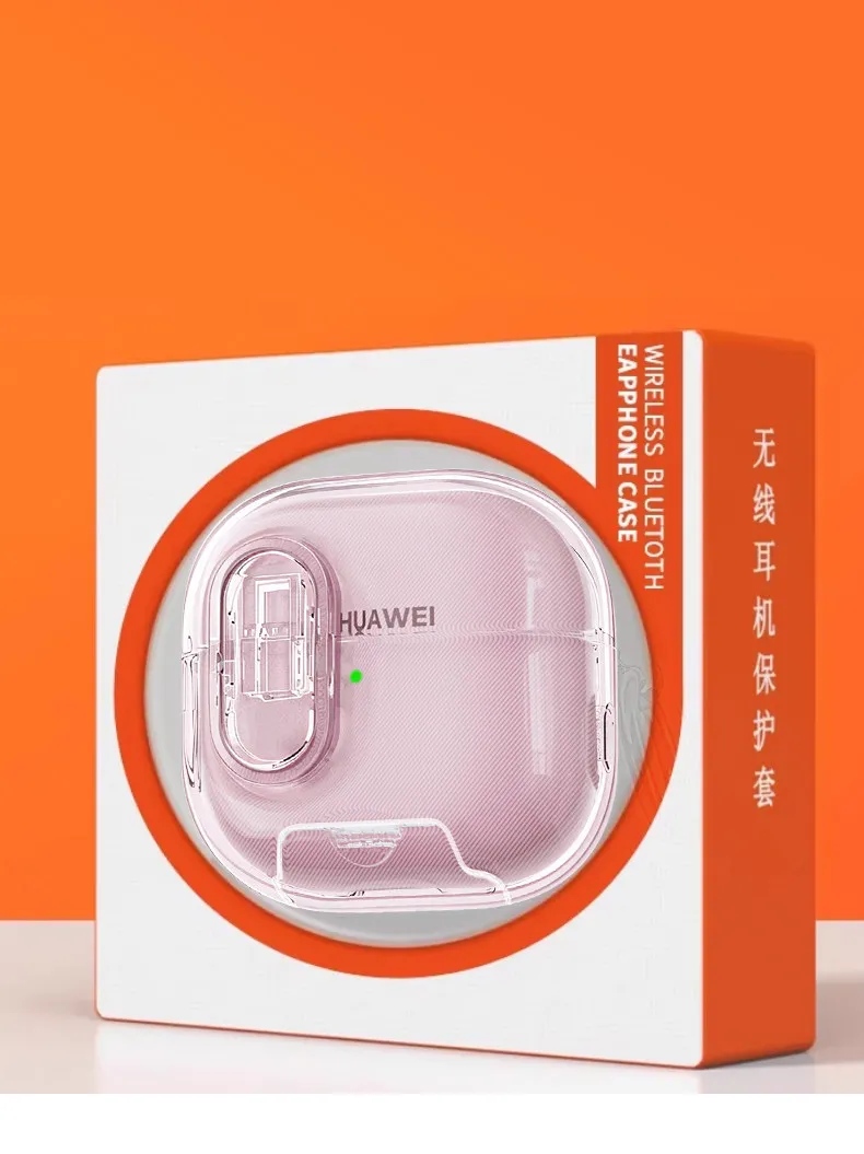 Фото Прозрачный чехол из ТПУ для наушников Huawei FreeClip 2 Freebus Pro5, защитный чехол с защитой от падения, складная подставка и ремешок на запястье с бусинами №2