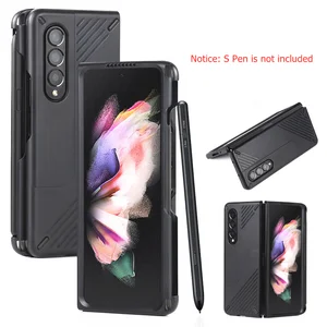 case for samsung galaxy z fold 3 5g frame build in s pen slot holder cover hard plastic shockproof case no pen free global shipping