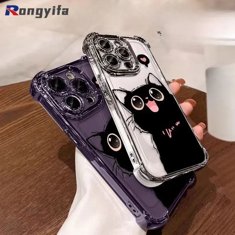 Для Vivo Y21 Y21s Y21a Y21T Y21E Y33s Y33T Y32 Y19 Y03 Y36T Y28s Y17s Y28 Y56 Y16 Чехол для телефона Черный кот с