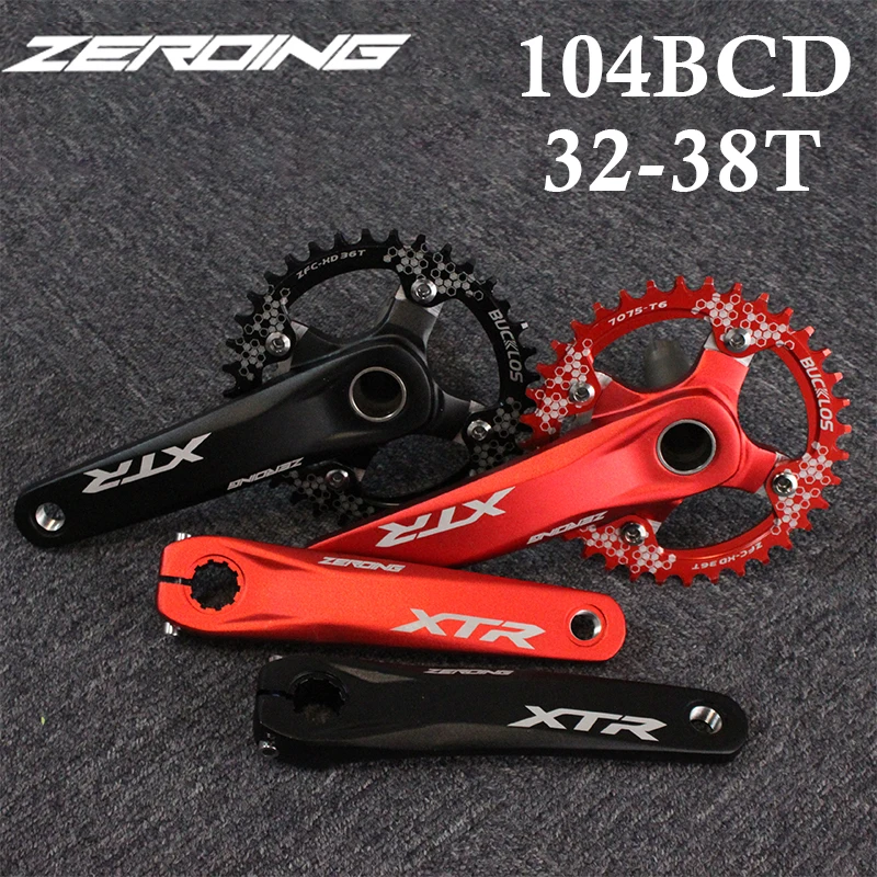 ZEROING XTR MTB Crankset 104BCD Ultralight Hollow Crank Set 32T-38T Narrow Wide Chainring Mountain Bike Parts 8/9/10/11 Speed